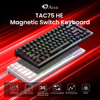 Akko TAC75 HE Mechanical Keyboard 75% Magnetic Switch Rapid Trigger 0.01mm ARGB 8K Polling Rate Wired Gamer Customized Keyboard 1