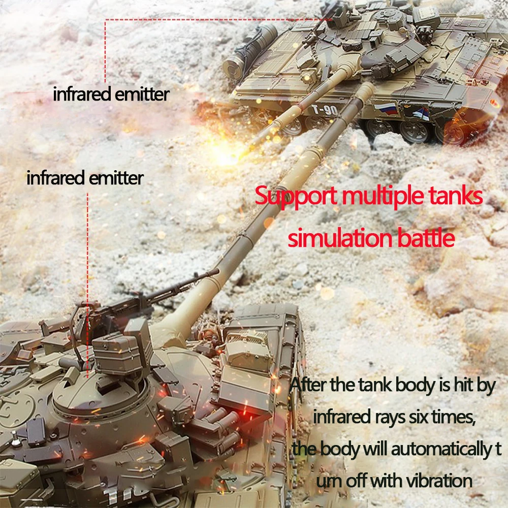 HengLong Remote Control Tank T90 Russian Oversized Metal Tracked Electric Off-road Vehicle 3938 Military Model Toys 5