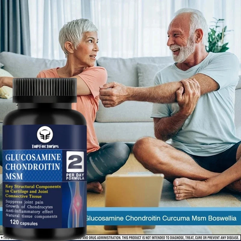 Top Factories Glucosamine Chondroitin MSM 120 Capsules for Joint Knee Immune Support NonGMO GlutenFree