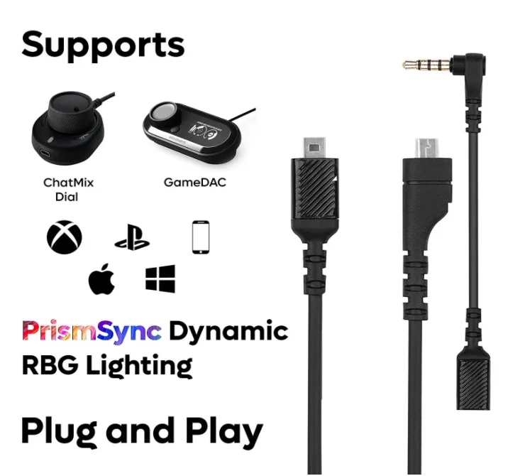 Replacement USB ChatMix Dial Sound Card to Headset Extension Cord