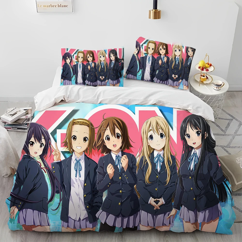 

K-ON Cartoon Cute Lolita Kawaii Girls Comforter Bedding Set,Duvet Cover Bed Set Quilt Cover Pillowcase,Queen Size Bedding Set 3D