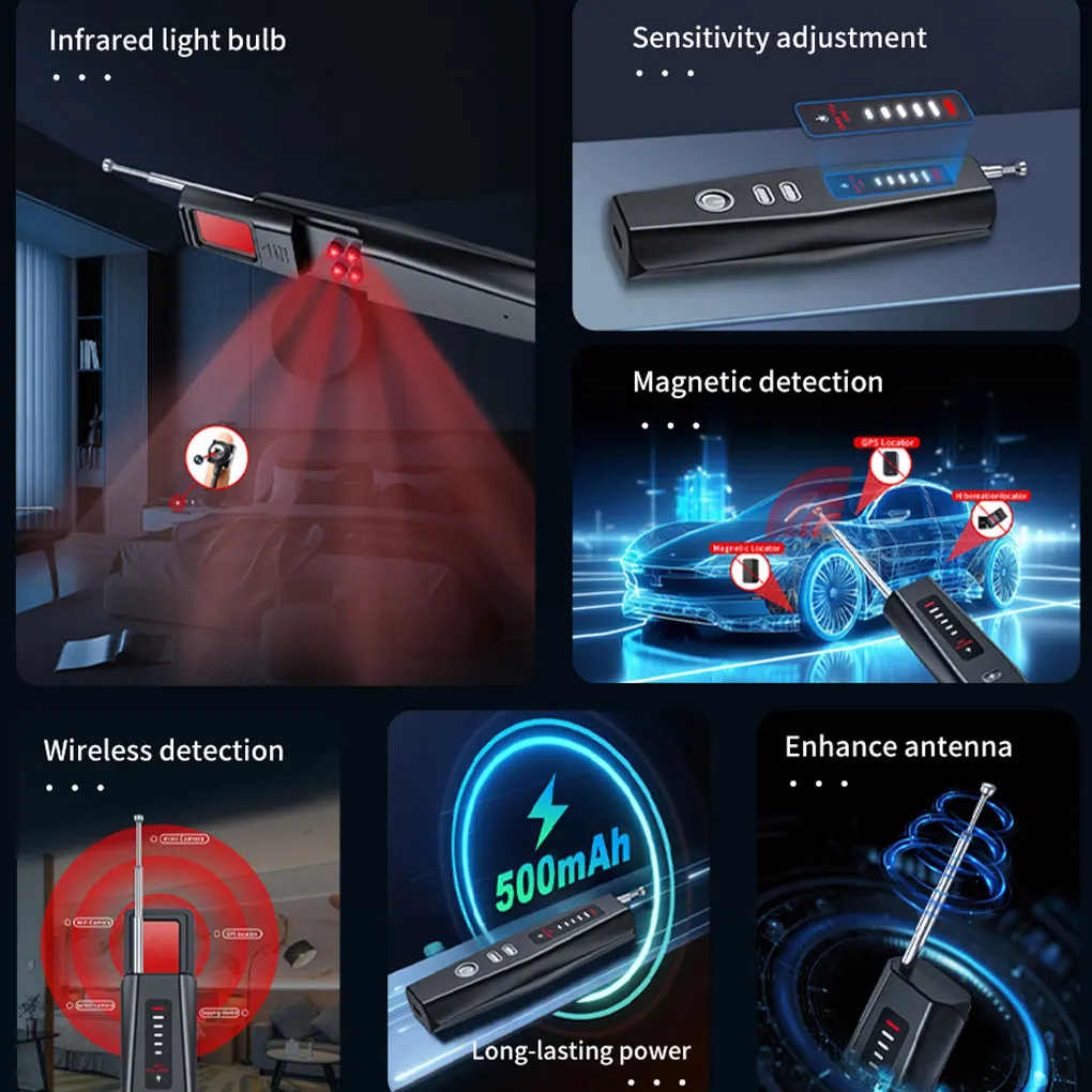 T011 Camera Detector Wireless Signal Infrared Scanner Anti positioning Detector Professional GPS Search Equipment Security Prote