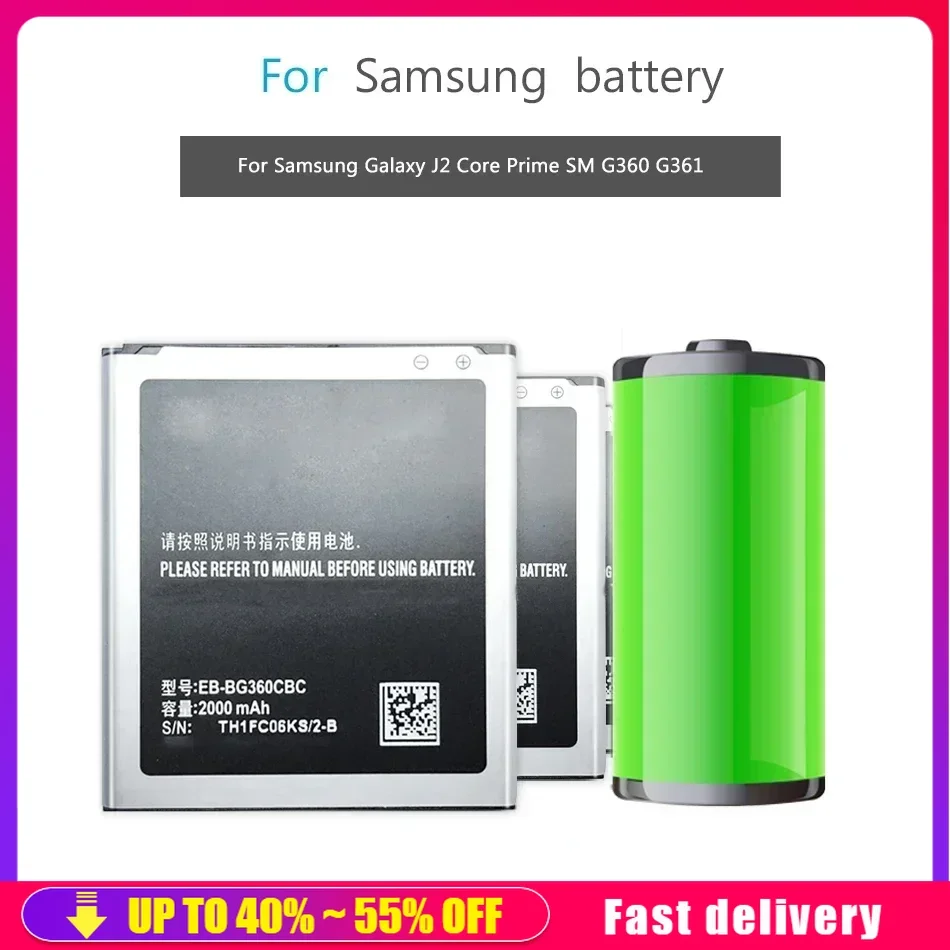 Batterie per telefoni cellulari 2000mAh EB-BG360CBC per Samsung Galaxy Core Prime G360 G361F G361H G360H/F LTE SM-G3606 G3 Batteria