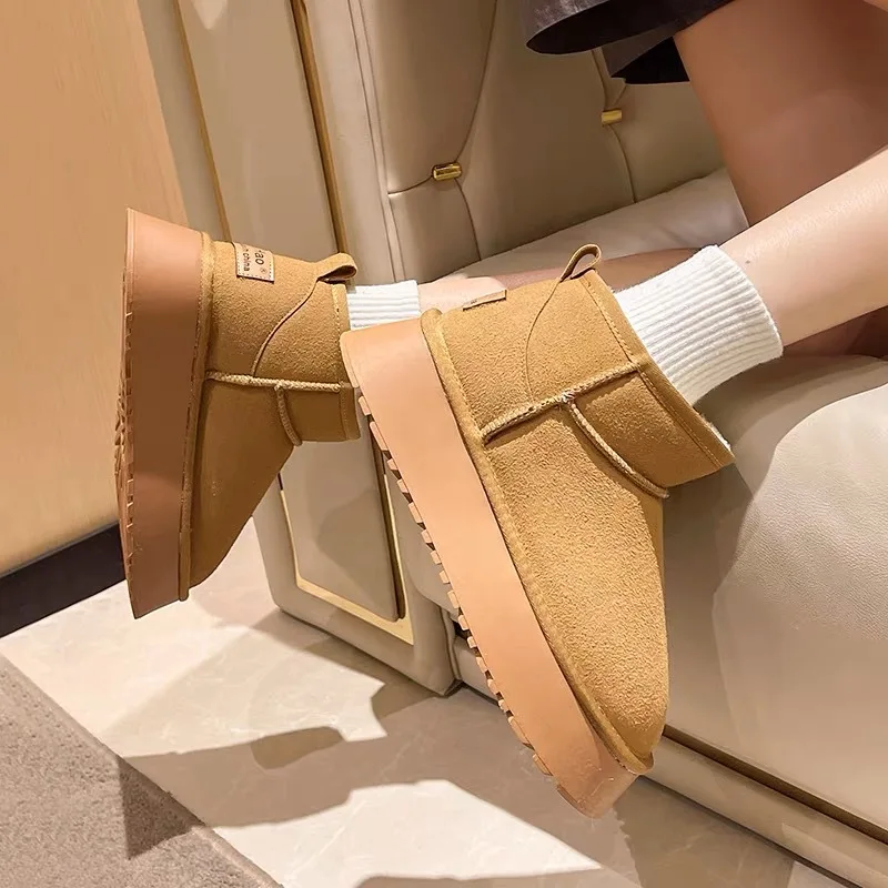 Comfortable Warm Snow Boots Thick Sole Increased Waterproof Large-sized Ankle Boots Women 2023 Winter Plush Non slip cotton shoe