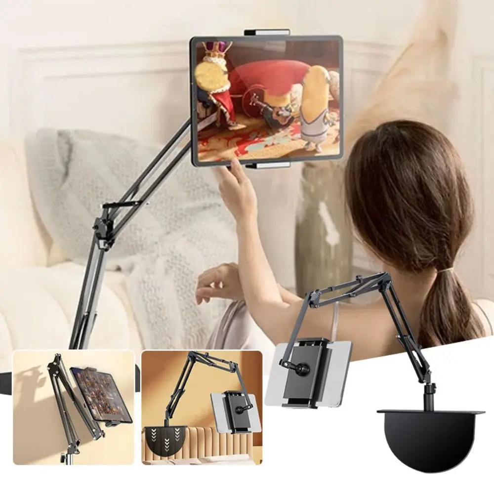 접이식 침대 옆 휴대폰 태블릿 거치대, 삽입 가능한 슬릿 태블릿 마운트, 360 ° 회전 클립온 휴대폰 브래킷, 2-in-1