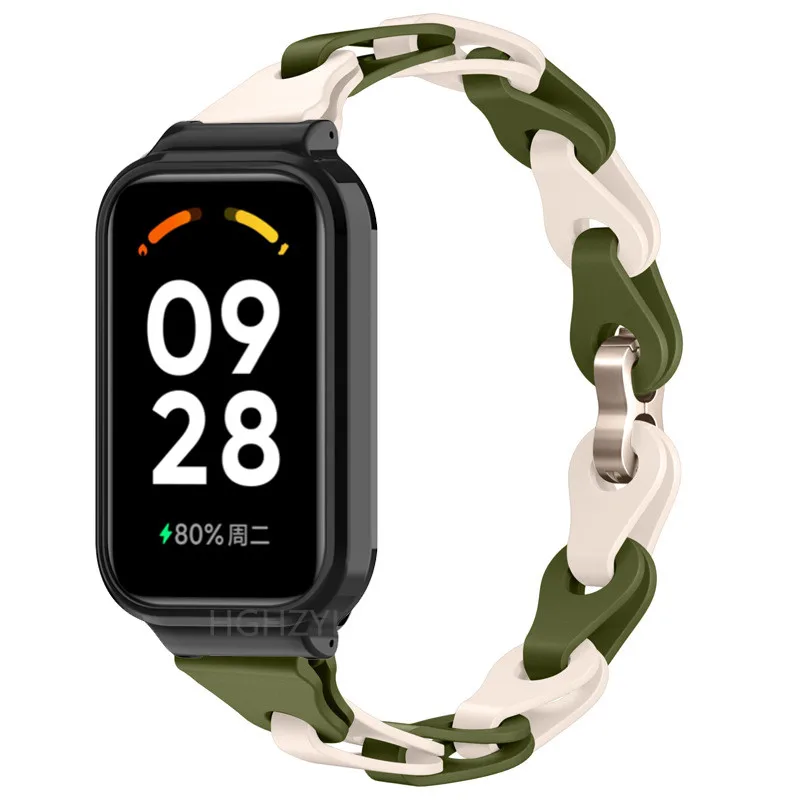 Colorful Chain Silicone Band for Xiaomi Mi Band 8 Active - Stylish Girls' and Women's Strap