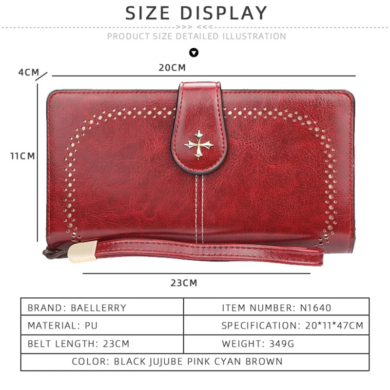 Women Wallet High Quality RFID Anti-theft Leather Wallets for lady Long Zipper Ladies Card Holder Wallet Female Clutch Bag Purse