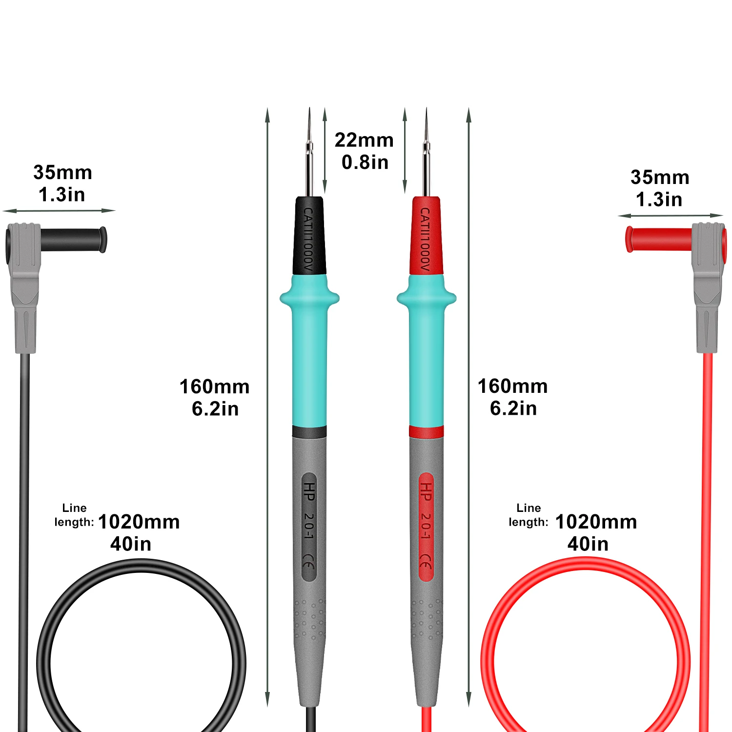 1 Pairs Lengthening 1000V 25A Silicone Test Lead High-precision Measurement Multimeter Probe Test Pin Wire Pen multimeter probe