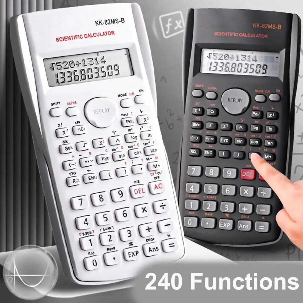 Description Picture 2 of item240 Functions Engineering Scientific Calculator 2-Line Standard Function Calculator Multifunction School Office Supplies