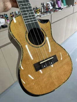 Professional 23" electric Ukulele With Solid cedar TOP /Rosewood Body, 23inch ukulele Concert,Classical head design