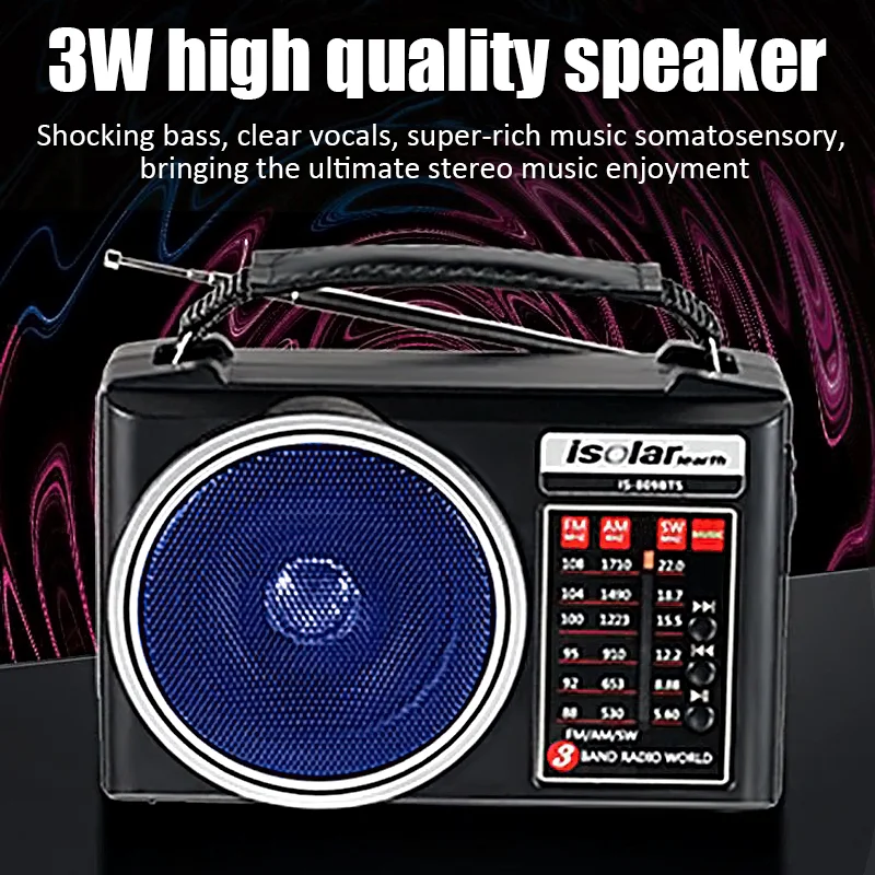Portable Solar Radio with Bluetooth Speaker and Flashlight