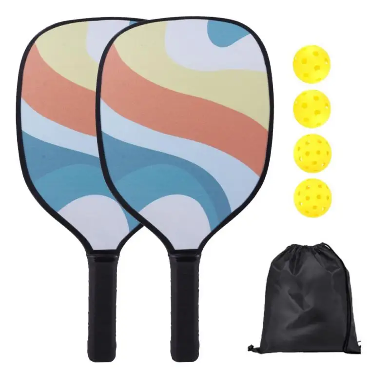 

Pickleball Paddle Set Portable Antiskid Beach Tennis Pickleballs 2 Rackets With 4 Pickleballs Balls for Competition Training
