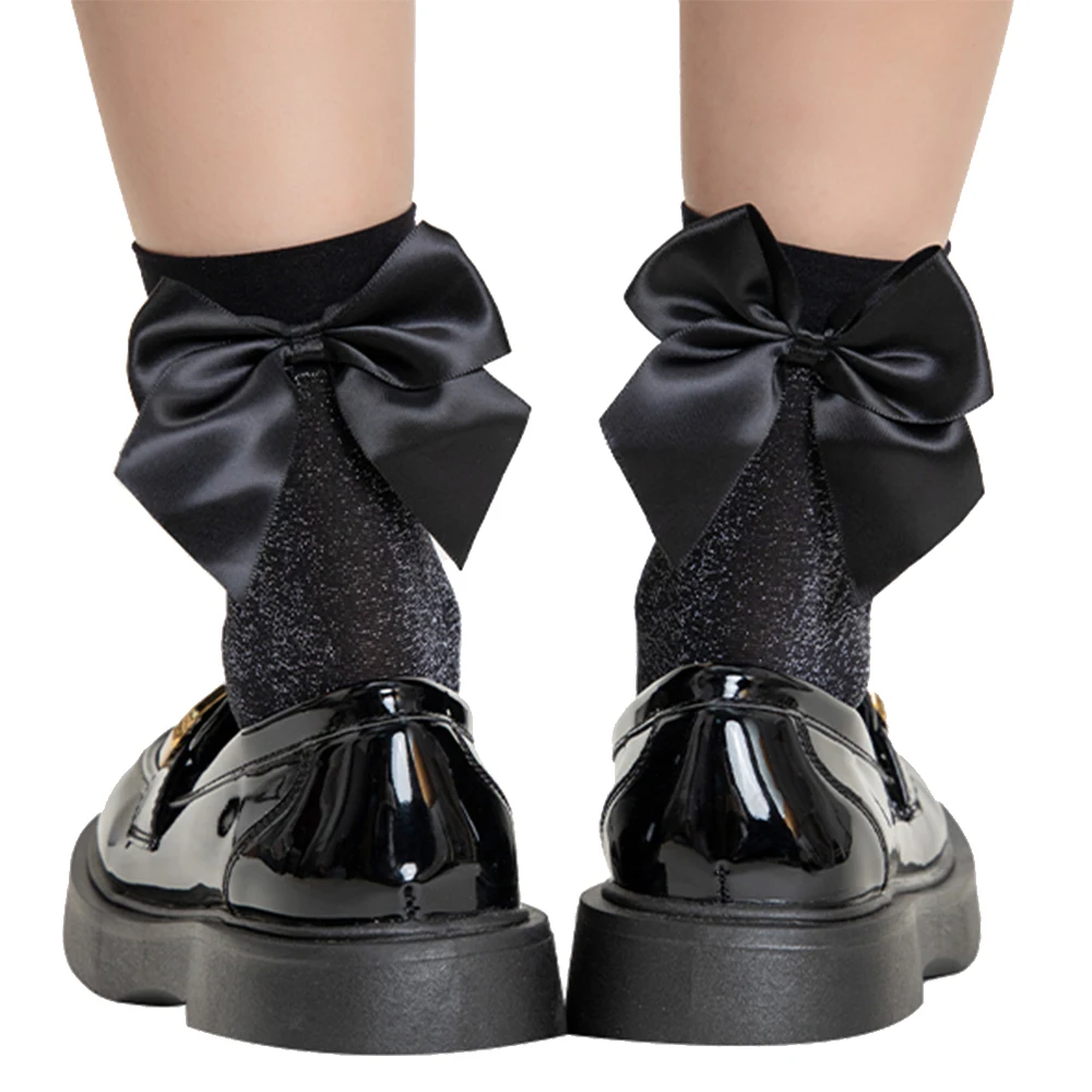 1 زوج المرأة بارد الفتيات مقوس دانتيل كشكش الجوارب اليابانية لطيف الجوارب النساء الجوارب السوداء الساطع الجوارب