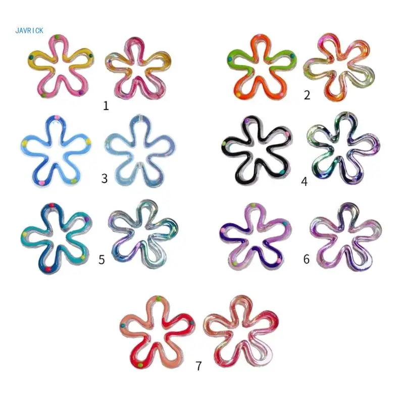 

7 Color Small Five Petals Flower Charm Pendants for Women DIY Hollow Colorful Flower Jewelry Necklaces Making Findings