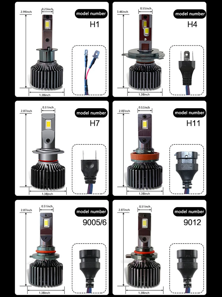 Turbo H7 Led H4 H1 H11 HB4 9005 9012 Lamp Canbus Headlight Bulbs Cars Auto Fog Light Motorcycle 90000LM 12V 6000K 4300K HLXG