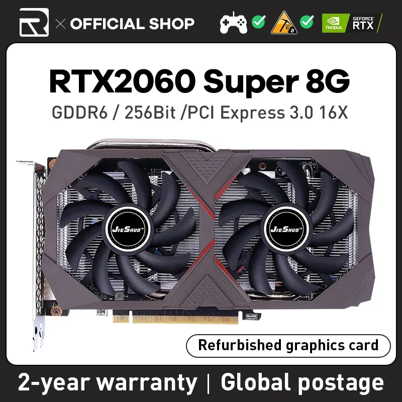 Jieshuo Graphics Nvidia Rtx 2060 Super 8Gb Gaming Graphics Ddr6 256Bit Gpu Rtx2060 Super Computer Desktop Video Office 2060 S Rtx