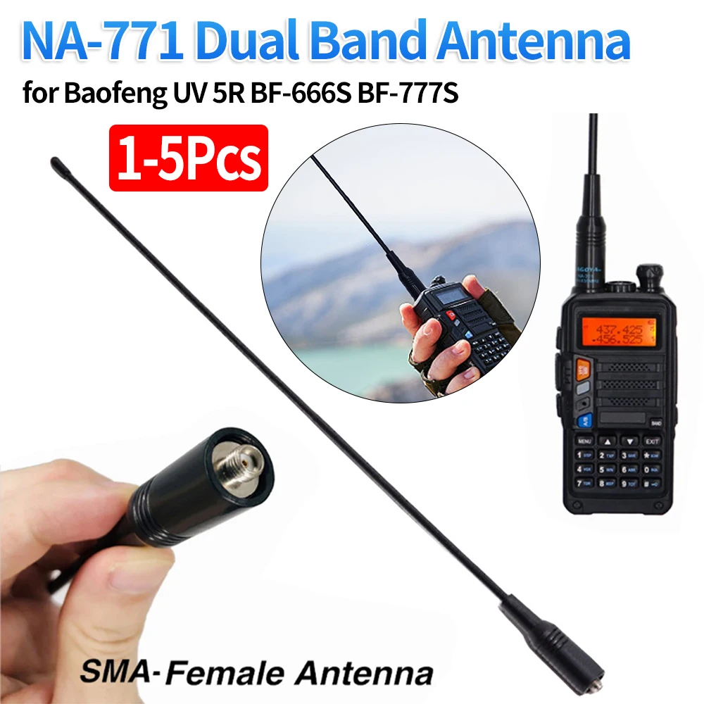 125PcsNA771HighGainAntennaDualWideBandSMAFemaleWalkie
