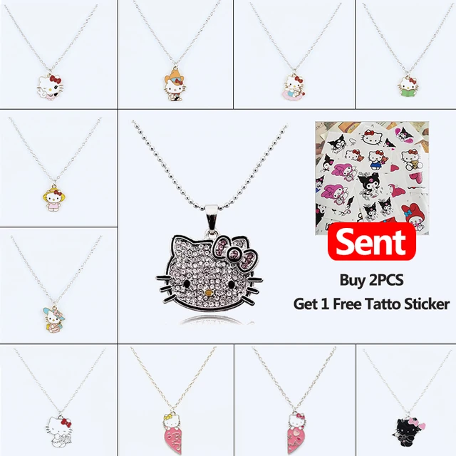 Hello Kitty Collier Pendentif Cristal Mignon Cartoon Femmes