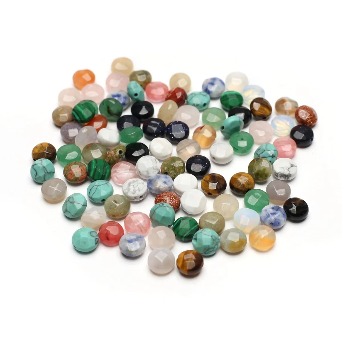 100PCS Wholesale Natural Stone Turquoise Loose Spacer Faceted Round Beads Jewelry Making DIY Necklace Bracelet Accessories Gift