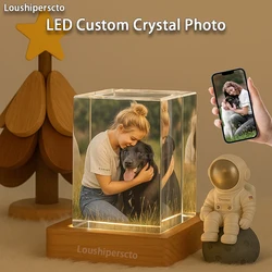 Customized Crystal LED Night Light with Personal Photo - Perfect Gift for Loved Ones and Special Occasions (LED Crystal)