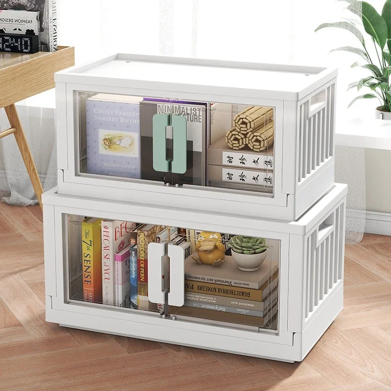 

Foldable Storage Box Stackable Sundries Organizer with Wheels Home Storage Large Capacity books Snack Toy Bin Closet 수납함