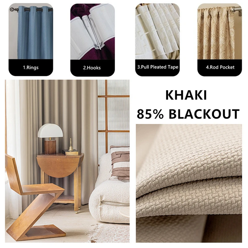 310cm Height Thickened Solid Color Double-Sided Jacquard 80%-90% Blackout Living Room Curtains Finished Bedroom Custom Curtains