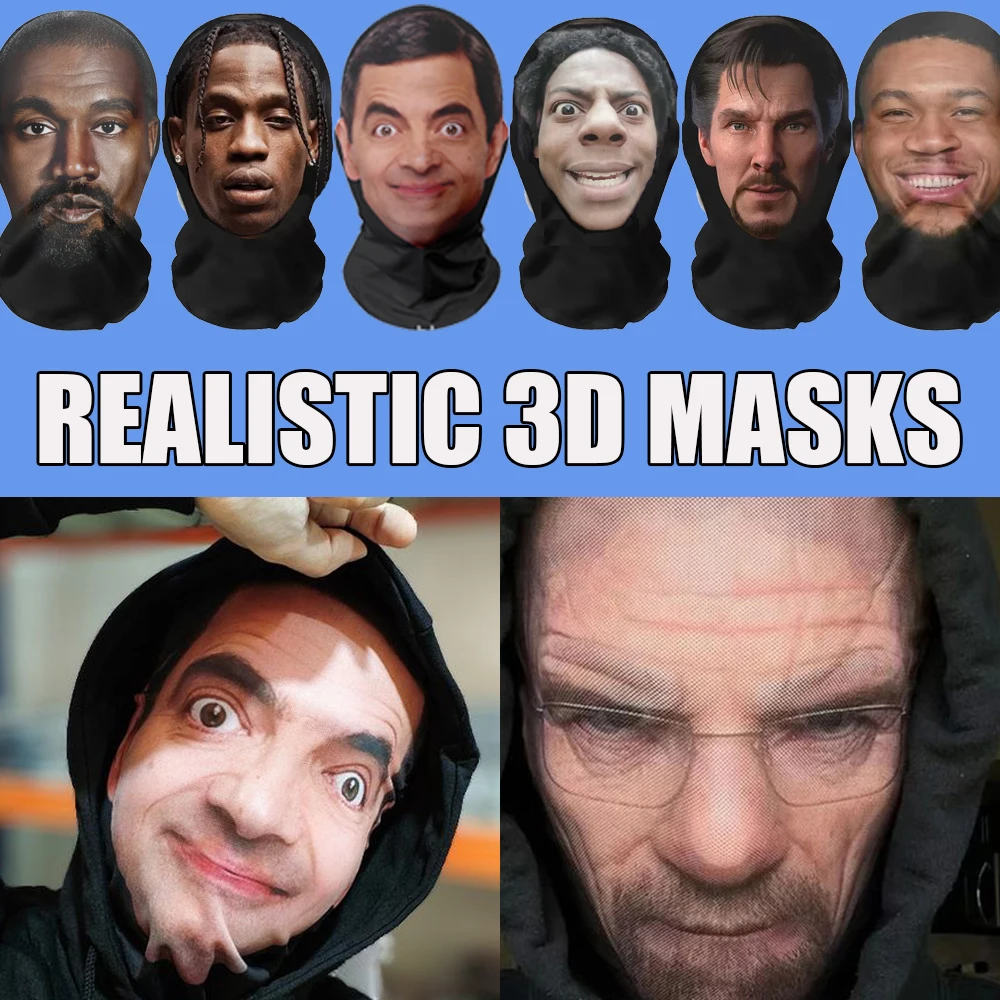 Balaclava 3D Stampata, Maschera Full Face Elastica Per Cosplay E Moda, Unisex