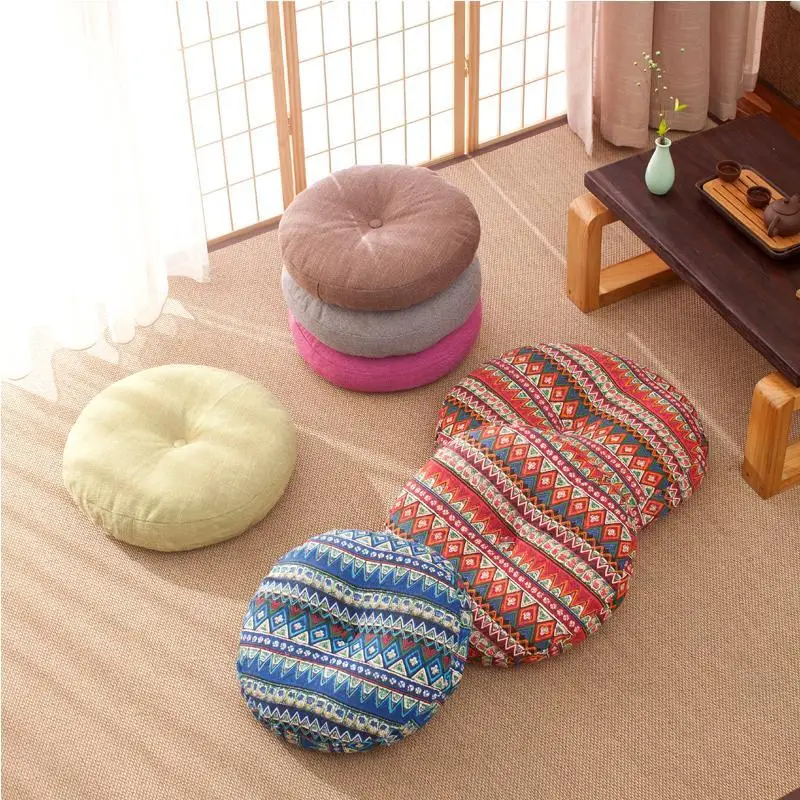

Linen futon cushion thickened circular large floor cushion, floating window tatami cushion, ground cushion, seat cushion
