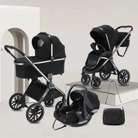 Chariot bidirectionnel pour bébé avec siège de sécurité, pliable à un bouton, livré avec un sac pour maman, 3 en 1 2