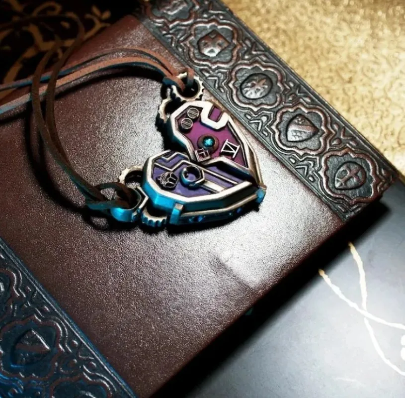 LOL Arcane Caitlyn & Vi Best Friend Necklace Set - Heart Pendant, Alloy, Gift Box