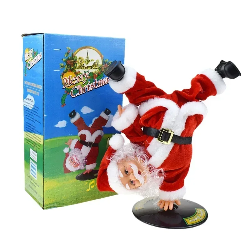 Electric Christmas Santa Claus Single Handed Inverted Rotation Music Cute Climbing Bead Santa Claus Christmas Hat Ornament Toys