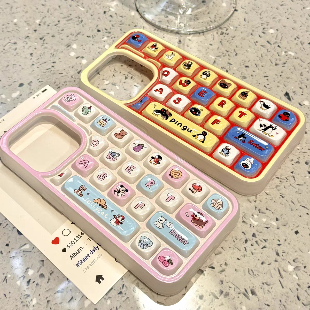 Cartoon Penguin Creative Transparent 3D Keyboard Soft Phone Case