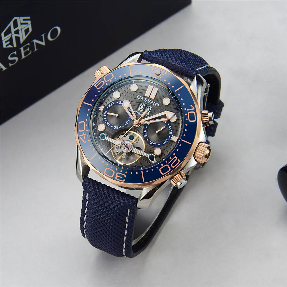 

Tourbillon Perpetual Calendar Automatic Men's Watch CASENO Top Quality Mechanical Watches Men Waterproof Luminous Wristwatch