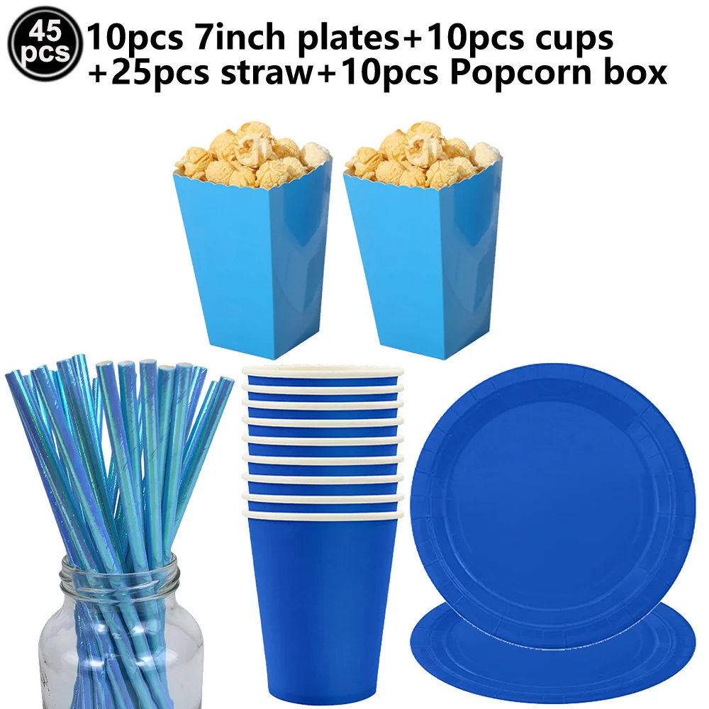 Dark Blue Party Tableware Set - Plates, Napkins, and Cups for Birthdays and Baby Showers