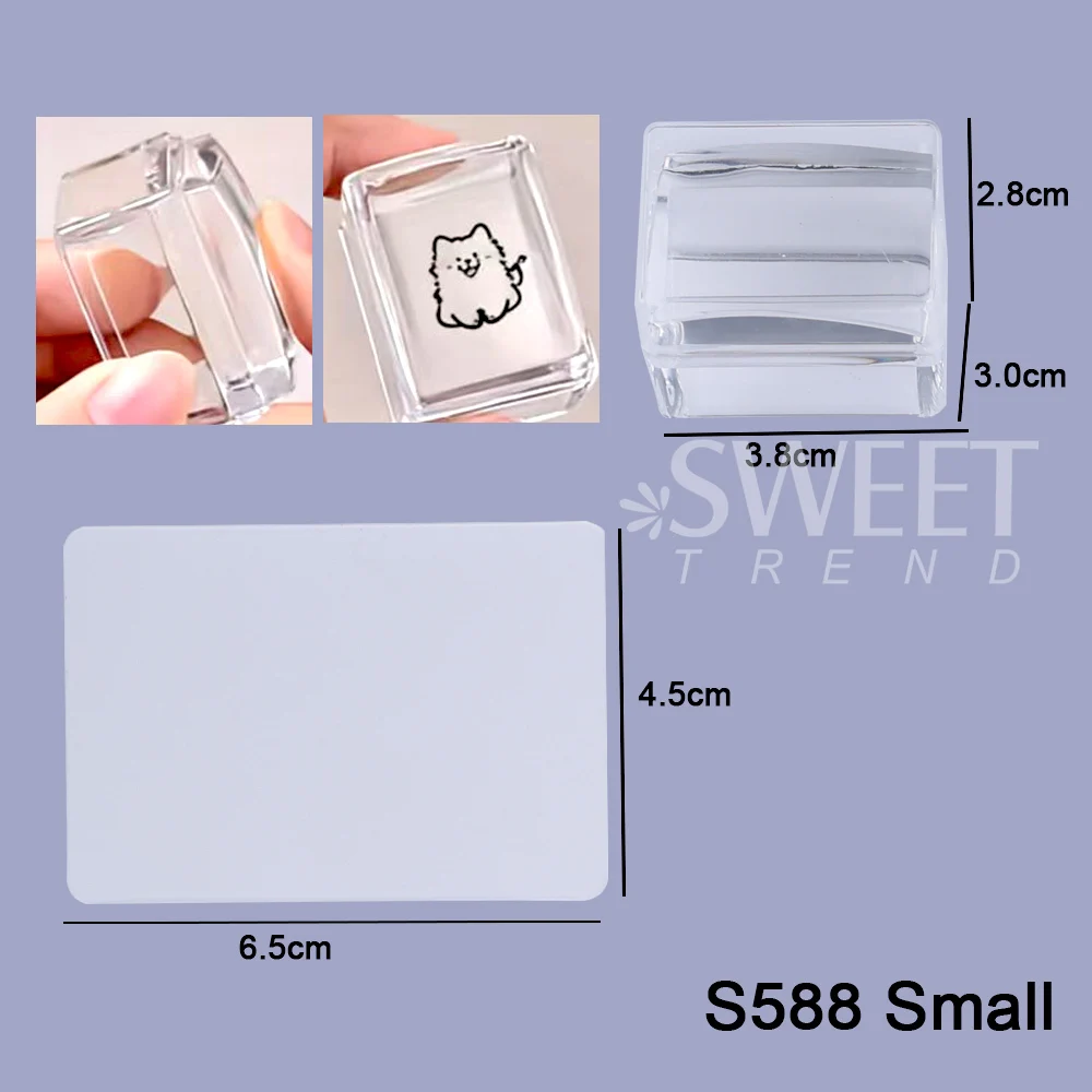 Square Nails Art Stamping Plates Kit French Manicure Transparent Silicone
