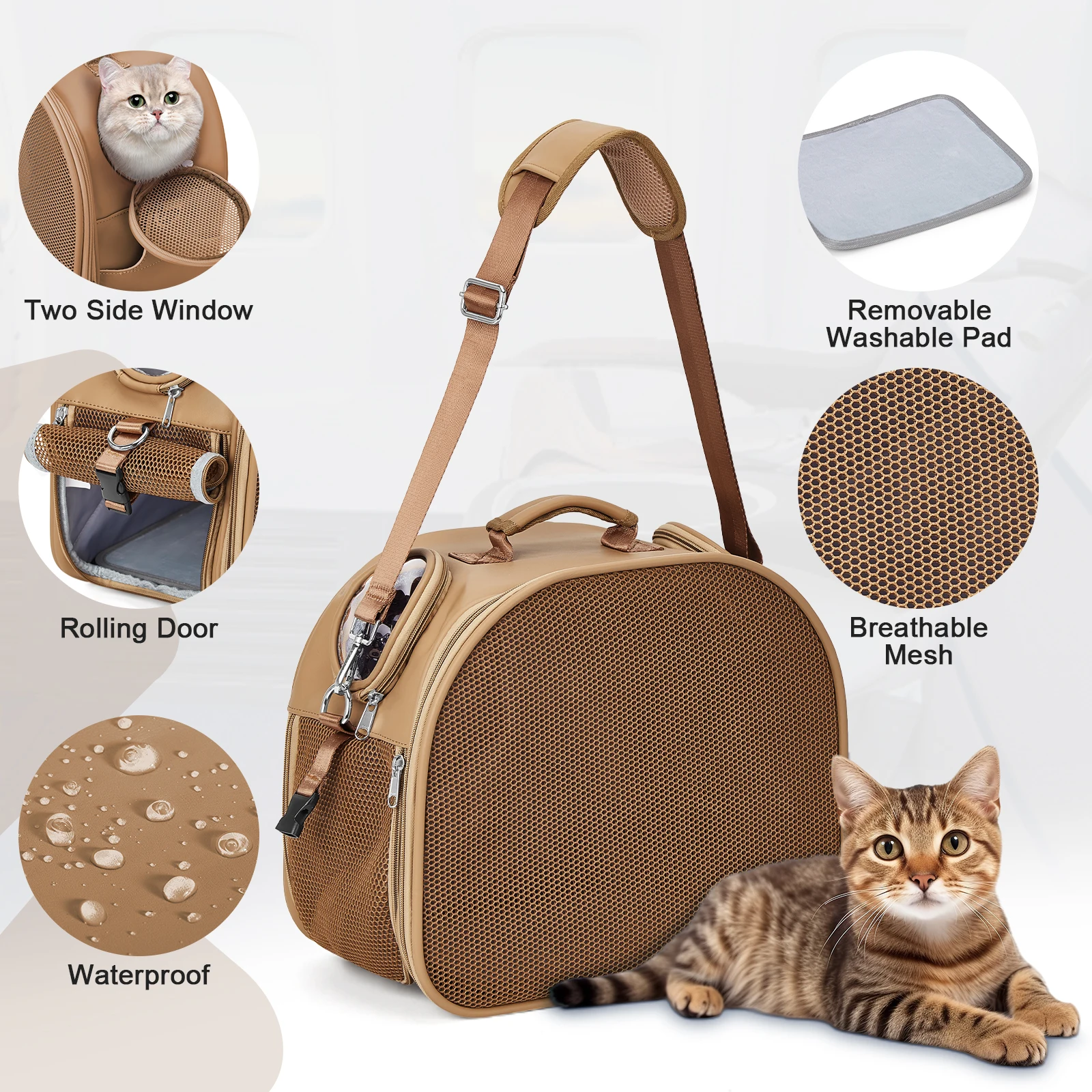 Carry on Pet Carrier Airline Approved Portable Cat Backpack Carrier - Breathable Mesh Design Lightweight for Small to Medium
