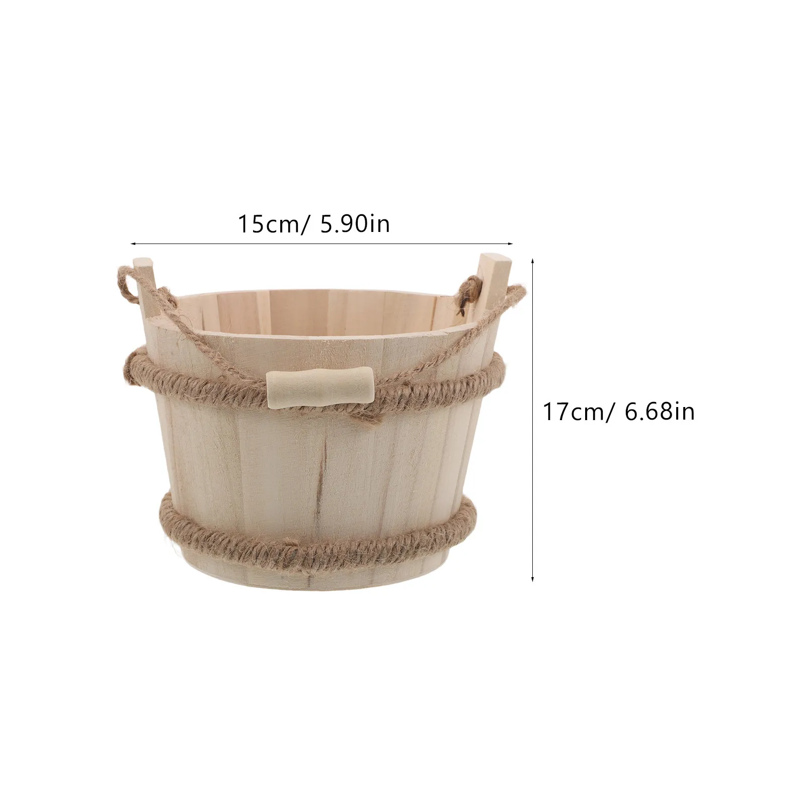 어린이용 해변 양동이 나무 6.7x5.9x5.9인치 부드러운 가장자리 나무 모래통 야외 모래놀이터 정원용 휴대용 모래 양동이