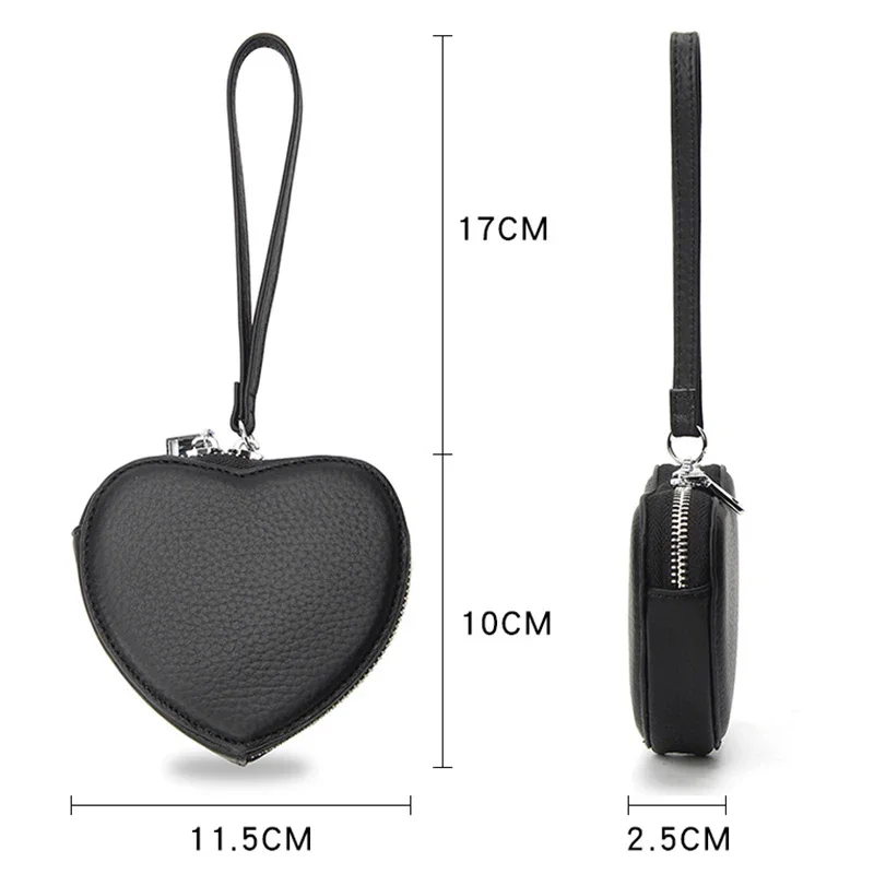 Genuine Leather Heart Bag Coin Purses for Women Cute Children's Handbag Change Wallet Designer Original Kawaii Wallets for Girls coin purse women wallet card wallet coin wallet change bag