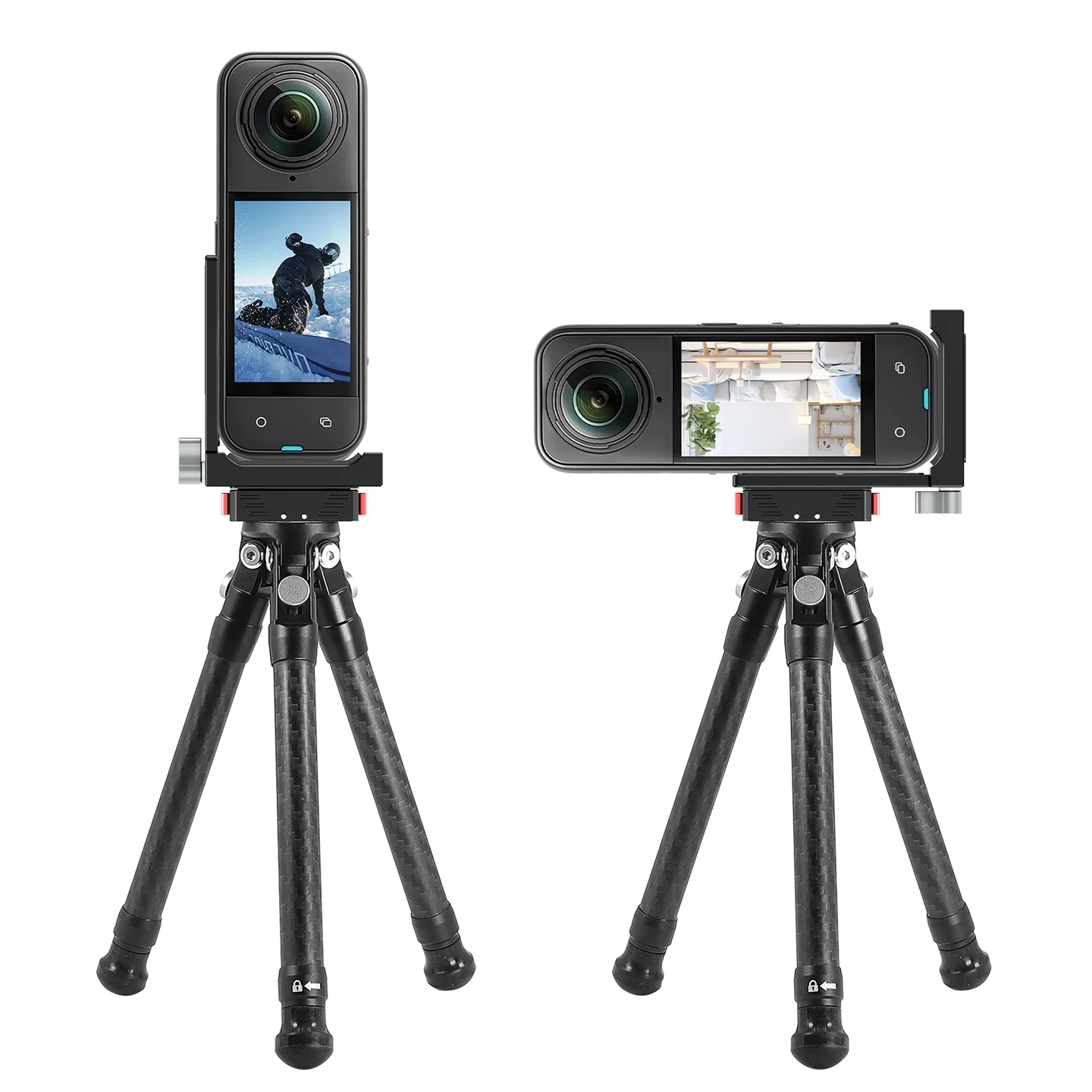 Insta360 X5/X4/X3/X2 액션 카메라용 콜드 슈 베이스가 있는 퀵 릴리스 L-플레이트 어댑터 수직/수평 마운트
