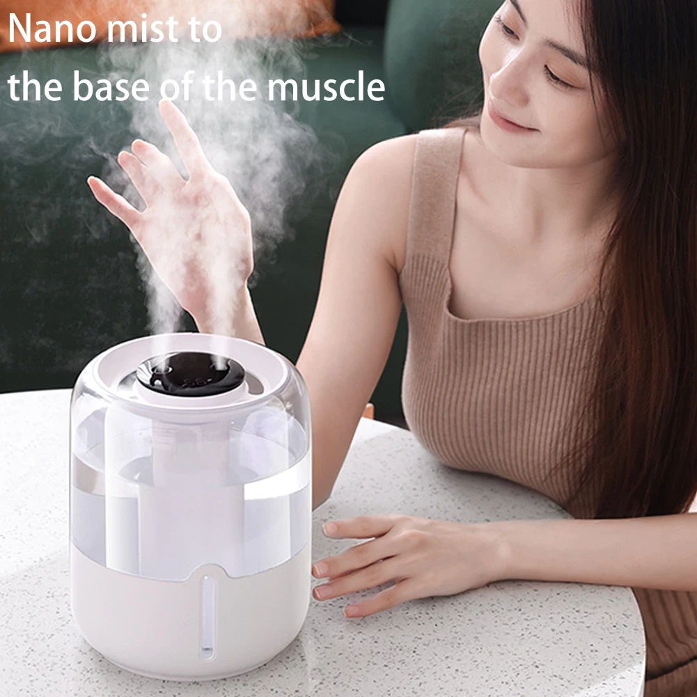 6.8L Air Humidifier Dual Nozzle Humidity Diffuser Digital Display Cool Mist Humidifier Portable 3 Modes for Living Room Bedroom