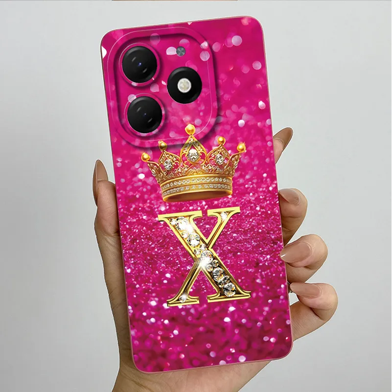 Crown Letter Silicone Soft Phone Case with Camera Protection and Back Cover Bumper