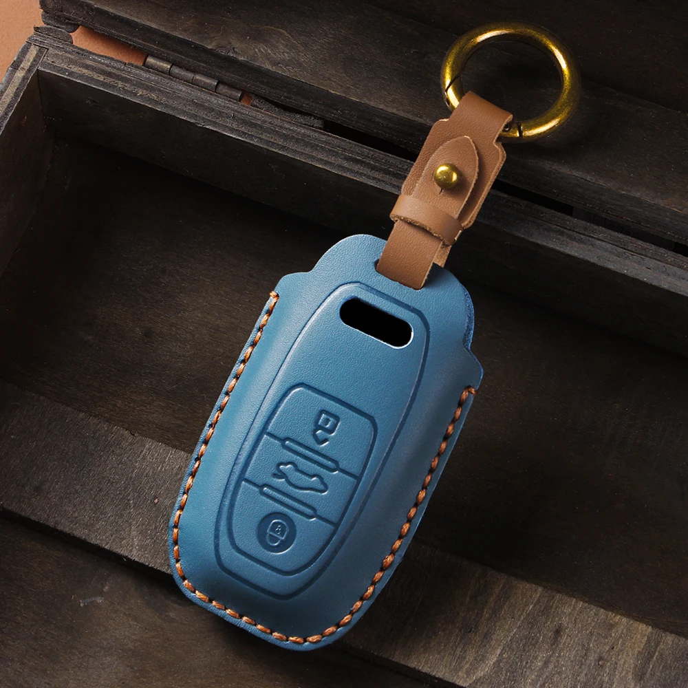 Premium Leather Car Key Case Cover - Sleek and Durable Protection