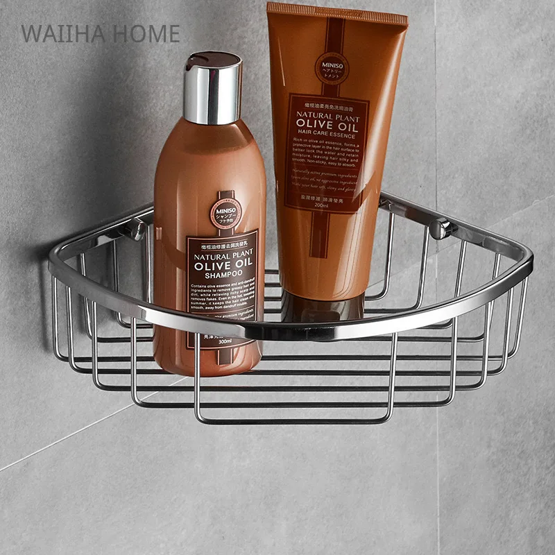 304 Stainless Steel Bathroom Storage Rack Corner Triangle Basket Bathroom Wall-mounted Storage Shelf Bathroom Accessories 2