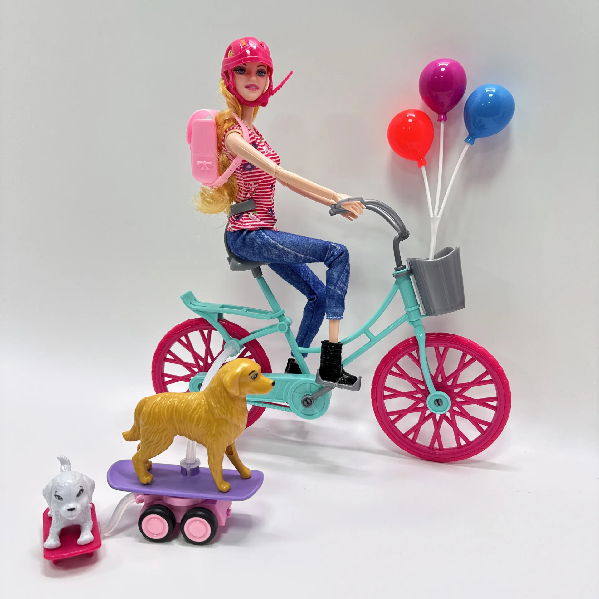 自転車ペットシリーズプリンセスドールセット子供用プレイハウスおもちゃ30cm 1/6 BJDファッションBABIプリンセスドールおもちゃセット誕生日プレゼント