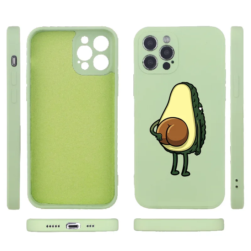 Liquid Silicone Cartoon Avocado Case for iPhone 13 Pro Max mini 12