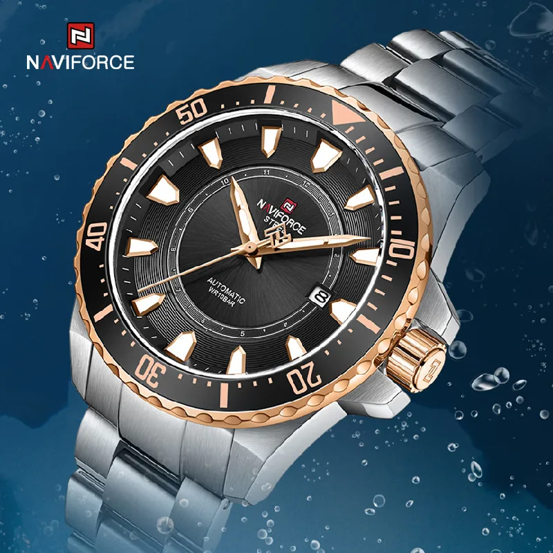 

NAVIFORCE Men's Automatic Mechanical Movement Watches Military 10ATM Waterproof Luminous Big Clock Sport Watch Male Reloj Hombre