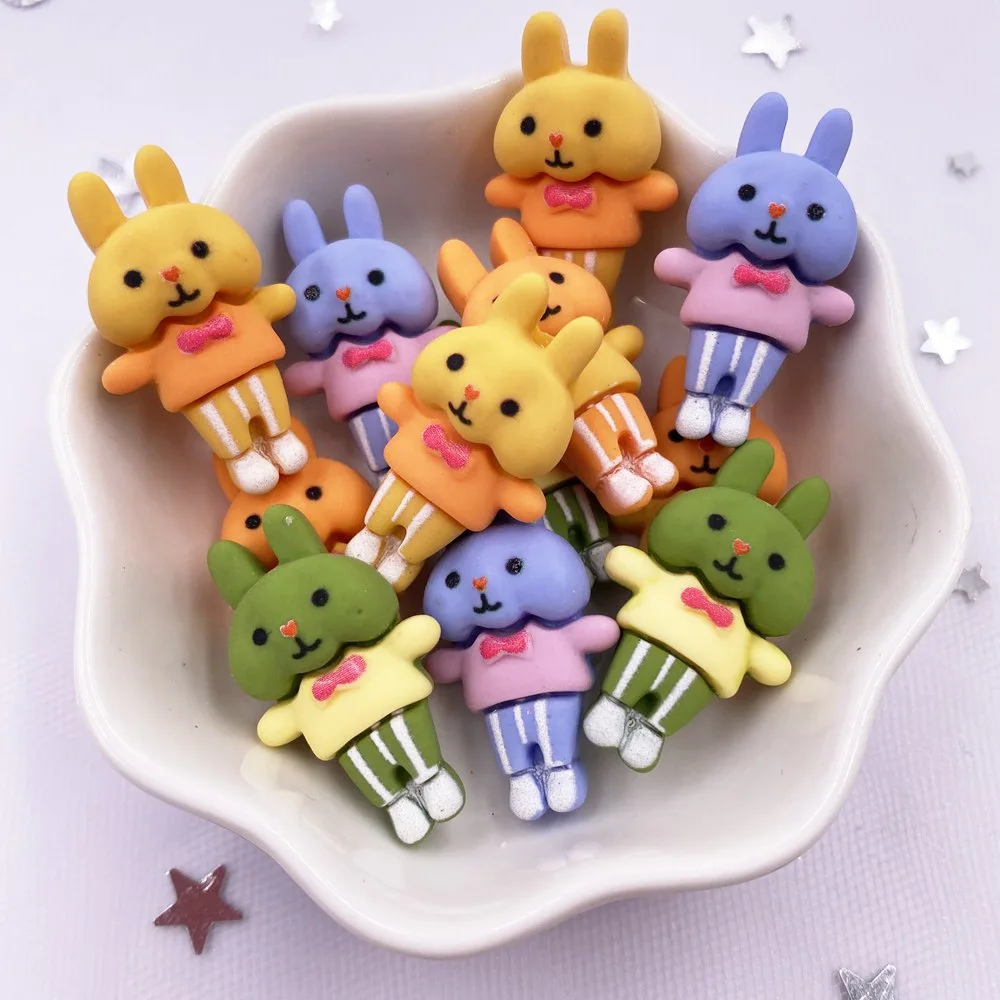 

12Pcs Resin Colorful Kawaii Rabbit Flatback Cabochon Stone Figurines Home Decor DIY Scrapbook Accessories Crafts OM110 E