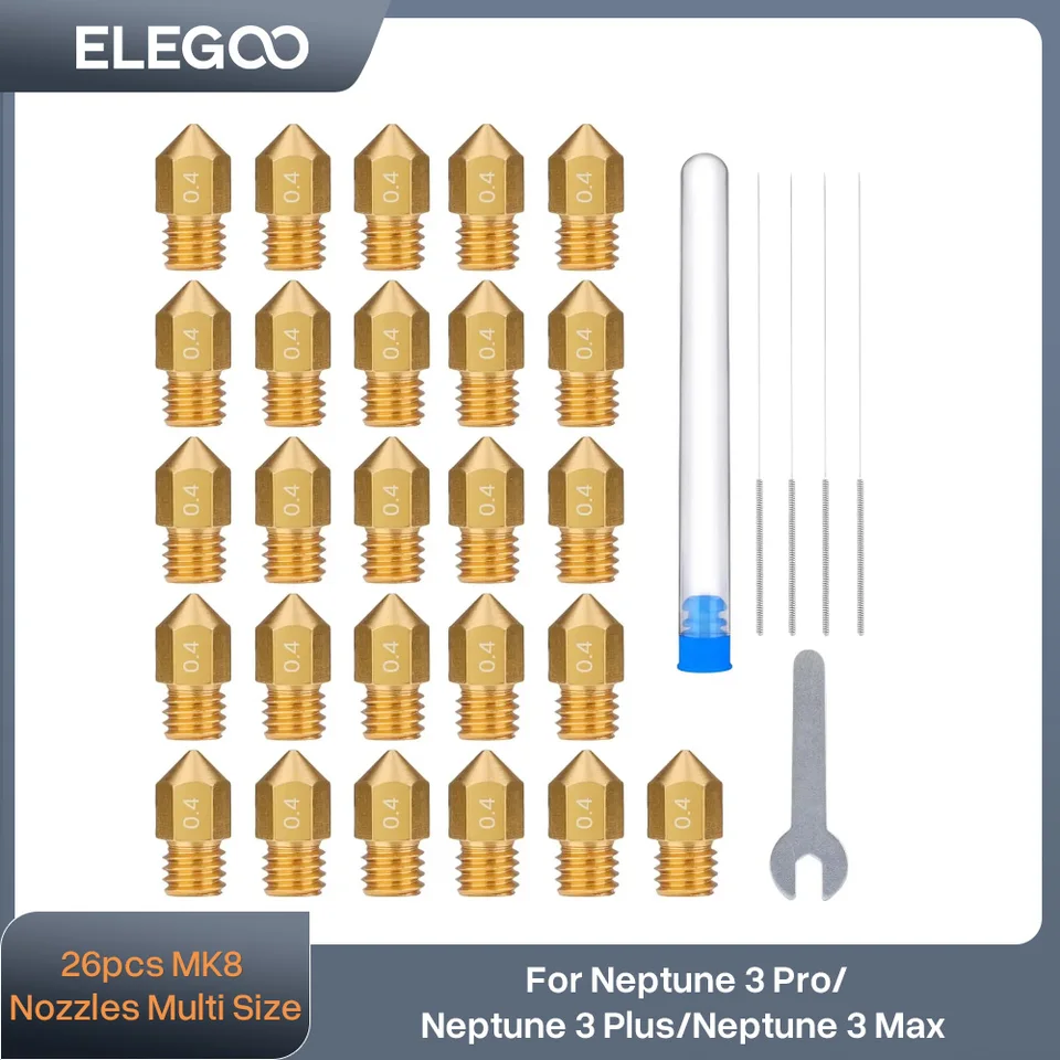 Ugelli Per Stampante 3D TUZUK – 30 Pezzi MK8 In Ottone, Diametri Da 0.2 A 1.0 Mm. Compatibili Con Creality, Anet, Makerbot E Filament Da 1.75mm. - 2