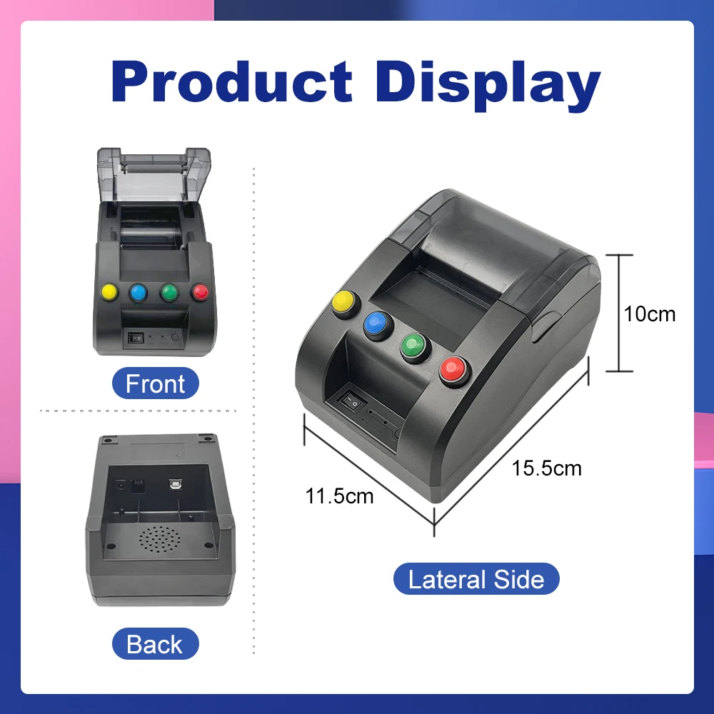 Ticket Dispenser Thermal Printer Paper Roll For Wireless Queue Call Management System Support Change Ticket Text Language wireless calling system