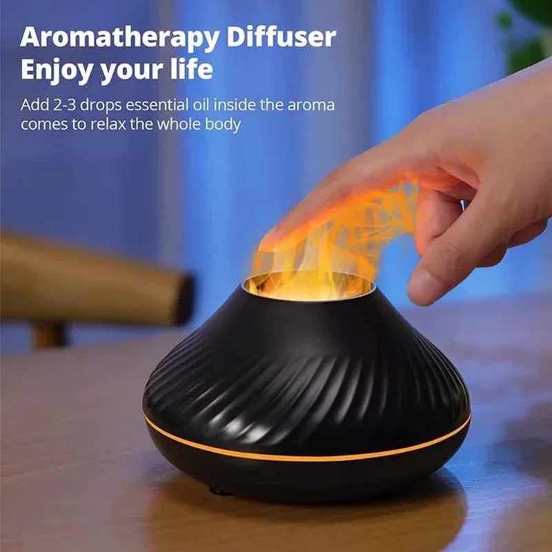 Small Atmosphere Light Humidifier Machine Usb Home Bedroom Air Humidifier Seven-Color Simulated Flame Aromatherapy new atmosphere lamp desktop fragrance machine planet volcano aromatherapy machine humidifier home bedroom colorful